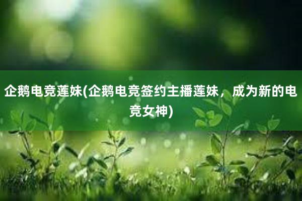 企鹅电竞莲妹(企鹅电竞签约主播莲妹，成为新的电竞女神)