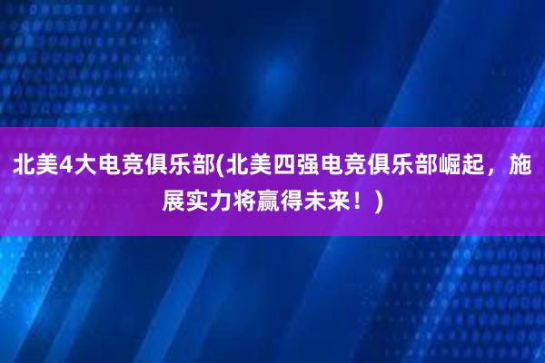 北美4大电竞俱乐部(北美四强电竞俱乐部崛起，施展实力将赢得未来！)