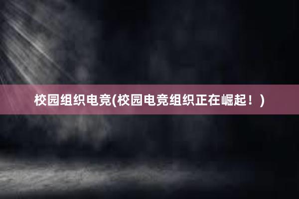 校园组织电竞(校园电竞组织正在崛起！)