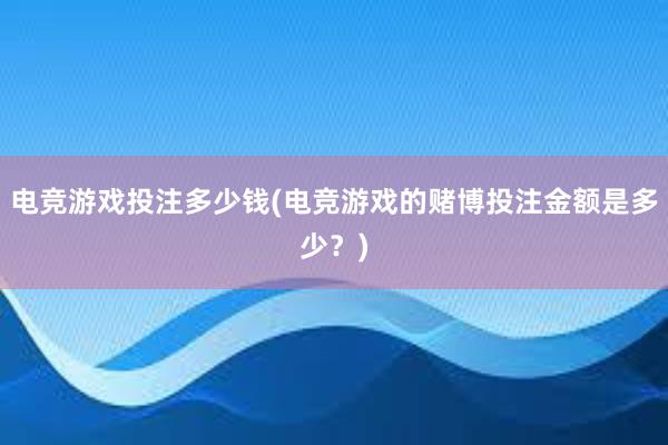 电竞游戏投注多少钱(电竞游戏的赌博投注金额是多少？)