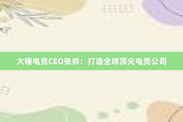 大锤电竞CEO张帅：打造全球顶尖电竞公司